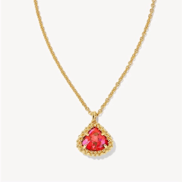 Kendra Scott Framed Kendall Gold Red Pendant Necklace - Picture 8 of 9